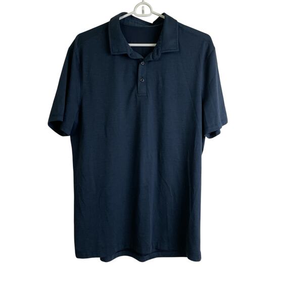 Lululemon Evolution Polo Shirt Blue Large Mens Short Sleeve Button Up Golf Prep - Picture 1 of 7